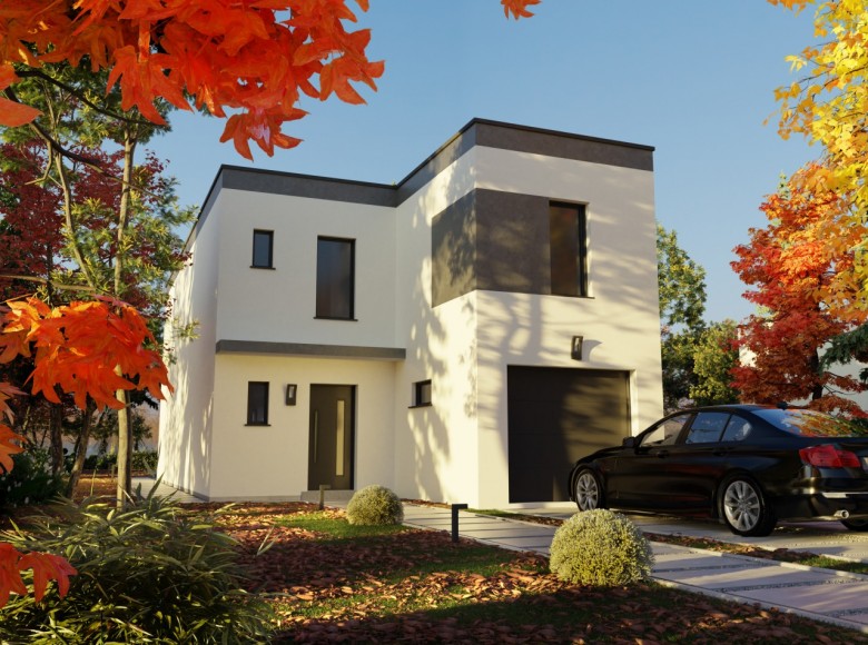 Construction maison cubique r+1 terrain constructible etroit