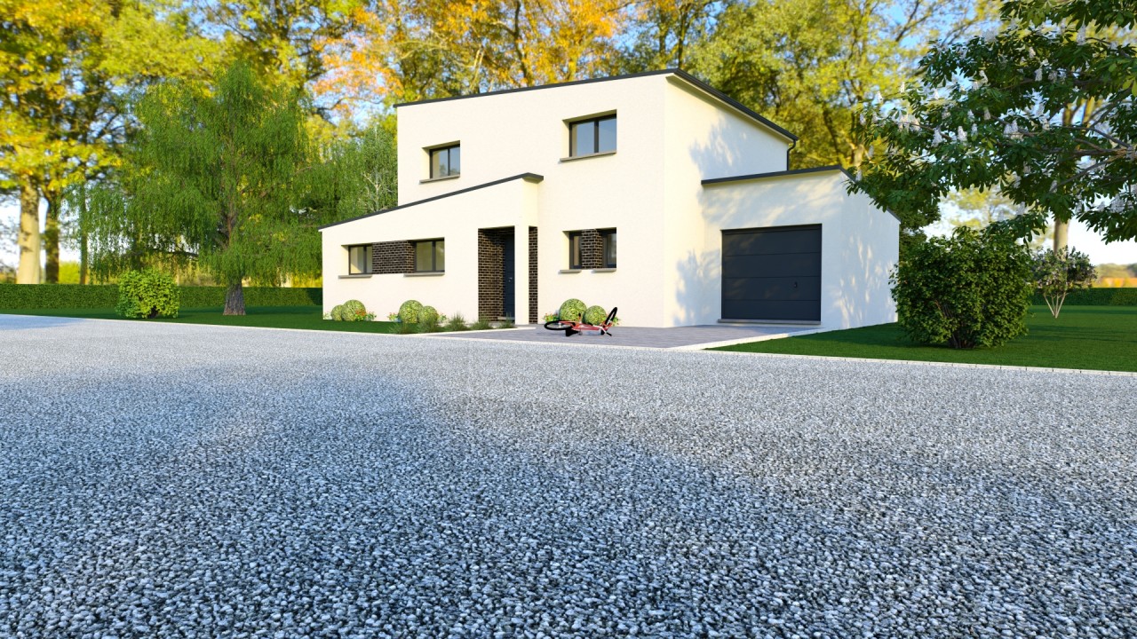 Maison neuve toit monopente moderne